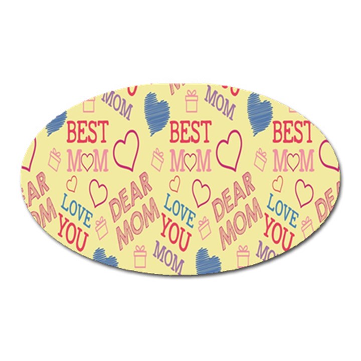 Love Mom Happy Mothers Day I Love Mom Graphic Pattern Oval Magnet