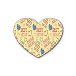 Love Mom Happy Mothers Day I Love Mom Graphic Pattern Rubber Coaster (Heart) Front