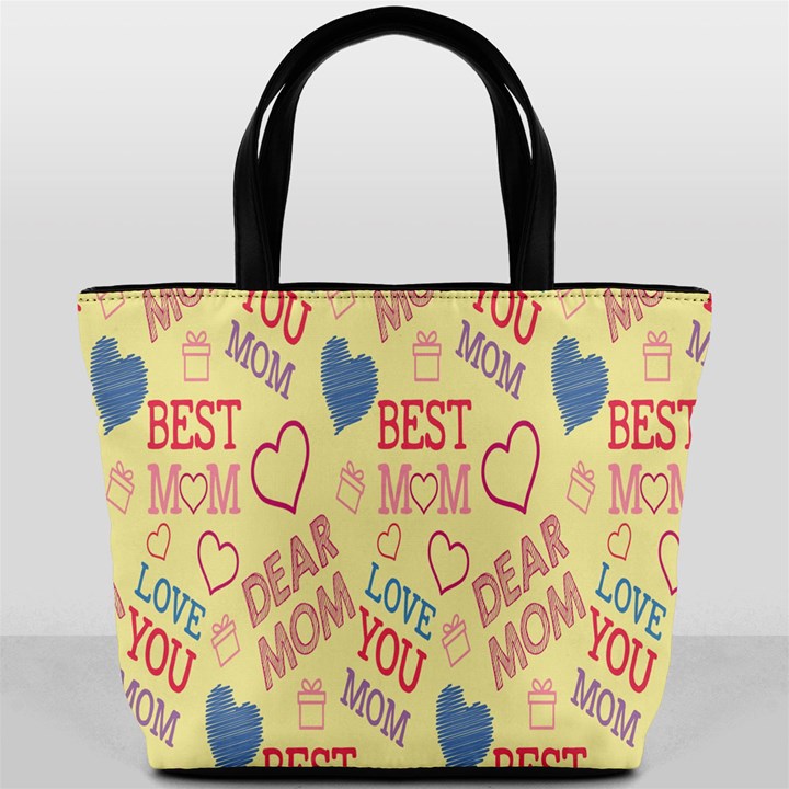 Love Mom Happy Mothers Day I Love Mom Graphic Pattern Bucket Bag