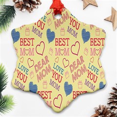 Love Mom Happy Mothers Day I Love Mom Graphic Pattern Ornament (snowflake)