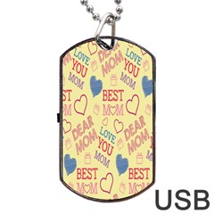 Love Mom Happy Mothers Day I Love Mom Graphic Pattern Dog Tag Usb Flash (one Side) by Vaneshop