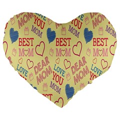 Love Mom Happy Mothers Day I Love Mom Graphic Pattern Large 19  Premium Heart Shape Cushions by Vaneshop