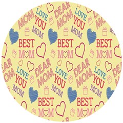 Love Mom Happy Mothers Day I Love Mom Graphic Pattern Wooden Puzzle Round by Vaneshop