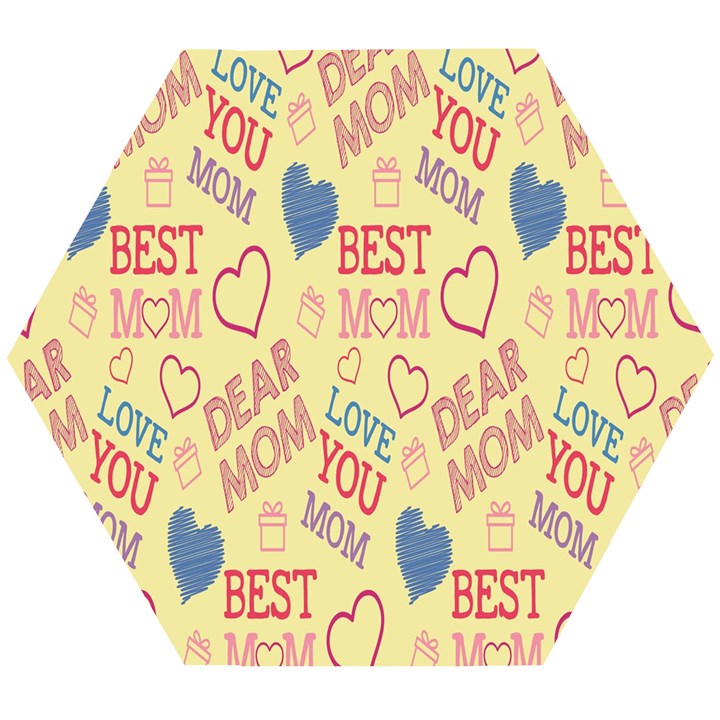 Love Mom Happy Mothers Day I Love Mom Graphic Pattern Wooden Puzzle Hexagon