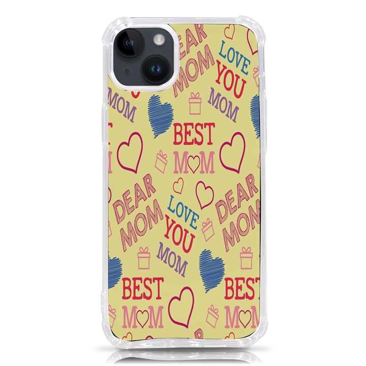 Love Mom Happy Mothers Day I Love Mom Graphic Pattern iPhone 14 Plus TPU UV Print Case