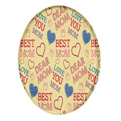 Love Mom Happy Mothers Day I Love Mom Graphic Pattern Oval Glass Fridge Magnet (4 Pack) by Vaneshop