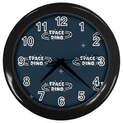 Space Dino Art Pattern Design Wallpaper Background Wall Clock (black)