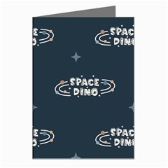 Space Dino Art Pattern Design Wallpaper Background Greeting Cards (pkg Of 8)