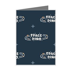 Space Dino Art Pattern Design Wallpaper Background Mini Greeting Card by Vaneshop