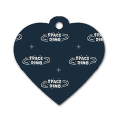 Space Dino Art Pattern Design Wallpaper Background Dog Tag Heart (two Sides) by Vaneshop