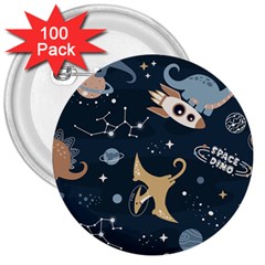 Space Theme Art Pattern Design Wallpaper 3  Buttons (100 Pack)  by Vaneshop