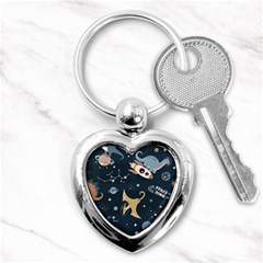 Space Theme Art Pattern Design Wallpaper Key Chain (heart) by Vaneshop