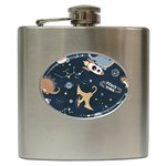 Space Theme Art Pattern Design Wallpaper Hip Flask (6 oz) Front