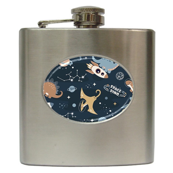 Space Theme Art Pattern Design Wallpaper Hip Flask (6 oz)