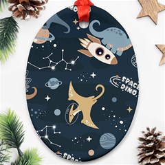 Space Theme Art Pattern Design Wallpaper Oval Ornament (two Sides)