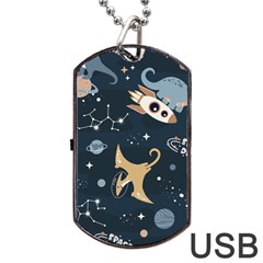 Space Theme Art Pattern Design Wallpaper Dog Tag Usb Flash (one Side) by Vaneshop