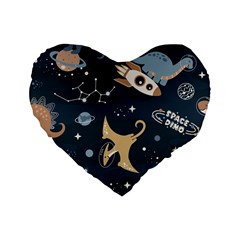 Space Theme Art Pattern Design Wallpaper Standard 16  Premium Heart Shape Cushions by Vaneshop