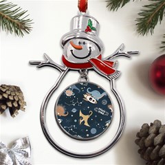 Space Theme Art Pattern Design Wallpaper Metal Snowman Ornament