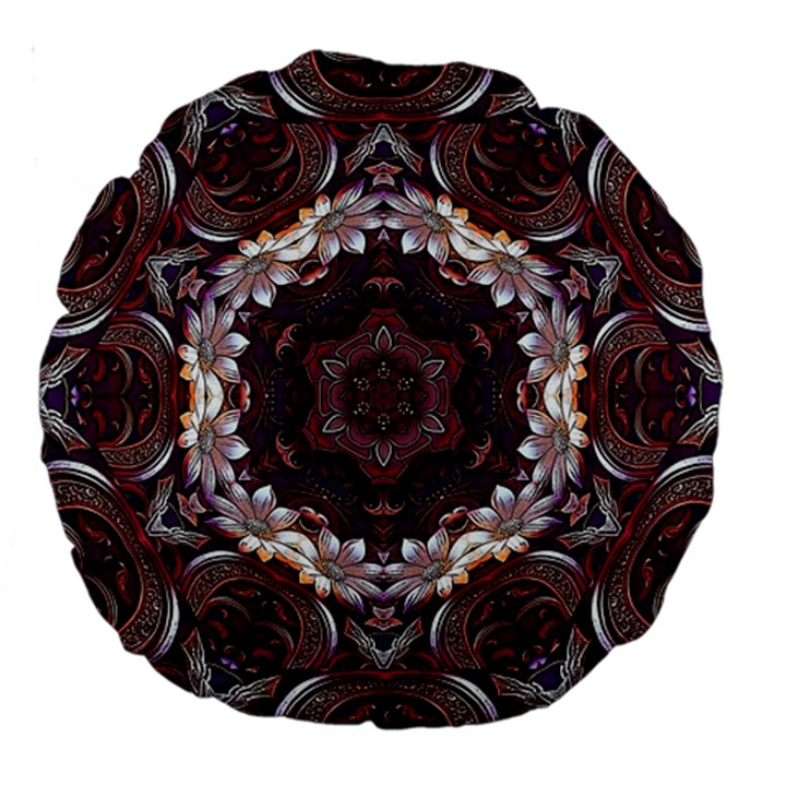 Rosette Kaleidoscope Mosaic Abstract Background Large 18  Premium Round Cushions