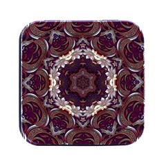 Rosette Kaleidoscope Mosaic Abstract Background Square Metal Box (black) by Vaneshop