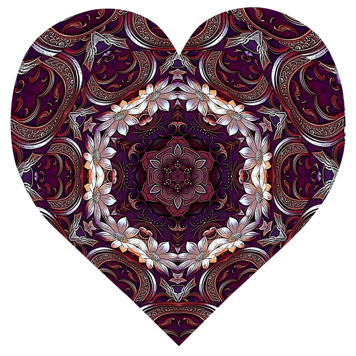 Rosette Kaleidoscope Mosaic Abstract Background Wooden Puzzle Heart