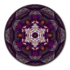 Rosette Kaleidoscope Mosaic Abstract Background Art Round Mousepad by Vaneshop