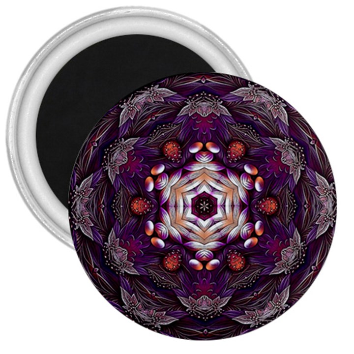 Rosette Kaleidoscope Mosaic Abstract Background Art 3  Magnets