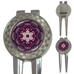 Rosette Kaleidoscope Mosaic Abstract Background Art 3-in-1 Golf Divots by Vaneshop