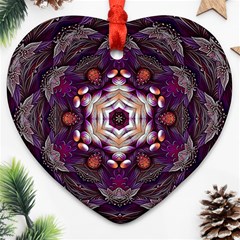 Rosette Kaleidoscope Mosaic Abstract Background Art Heart Ornament (two Sides) by Vaneshop