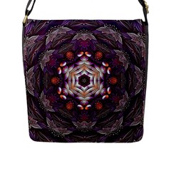 Rosette Kaleidoscope Mosaic Abstract Background Art Flap Closure Messenger Bag (l) by Vaneshop