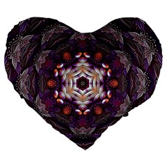 Rosette Kaleidoscope Mosaic Abstract Background Art Large 19  Premium Flano Heart Shape Cushions by Vaneshop