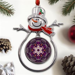 Rosette Kaleidoscope Mosaic Abstract Background Art Metal Snowman Ornament