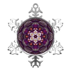 Rosette Kaleidoscope Mosaic Abstract Background Art Metal Small Snowflake Ornament