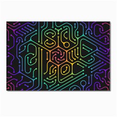 Circuit Hexagonal Geometric Pattern Background Pattern Postcard 4 x 6  (pkg Of 10) by Vaneshop