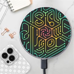 Circuit Hexagonal Geometric Pattern Background Pattern Wireless Fast Charger(white) by Vaneshop