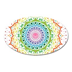 Mandala Pattern Rainbow Pride Oval Magnet by Vaneshop