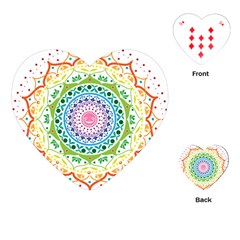 Mandala Pattern Rainbow Pride Playing Cards Single Design (heart)