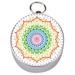 Mandala Pattern Rainbow Pride Silver Compasses by Vaneshop