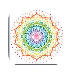 Mandala Pattern Rainbow Pride Square Metal Box (black)