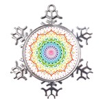 Mandala Pattern Rainbow Pride Metal Large Snowflake Ornament Front