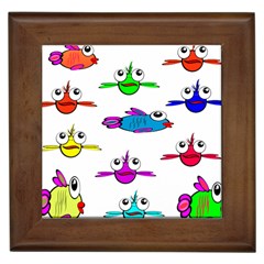 Fish Swim Cartoon Funnycute Framed Tile by Sapixe