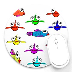 Fish Swim Cartoon Funnycute Round Mousepad by Sapixe