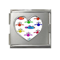 Fish Swim Cartoon Funnycute Mega Link Heart Italian Charm (18mm) by Sapixe