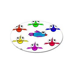 Fish Swim Cartoon Funnycute Sticker Oval (10 Pack) by Sapixe