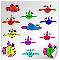 Fish Swim Cartoon Funnycute Canvas 16  X 16  by Sapixe