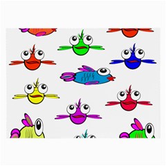 Fish Swim Cartoon Funnycute Large Glasses Cloth by Sapixe