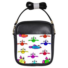 Fish Swim Cartoon Funnycute Girls Sling Bag by Sapixe