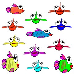 Fish Swim Cartoon Funnycute Play Mat (square) by Sapixe