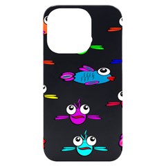 Fish Swim Cartoon Funnycute Iphone 14 Pro Black Uv Print Case by Sapixe