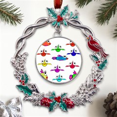 Fish Swim Cartoon Funnycute Metal X mas Wreath Holly Leaf Ornament